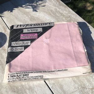 Performance by Springs TWIN FLAT SHEET Pink Cotton blend 180 Count Percale